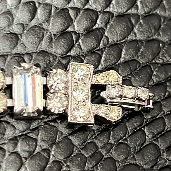 ALBERT WEISS VINTAGE CRYSTAL Art Deco Style BRACELET IN SILVER - Picture 4 of 15